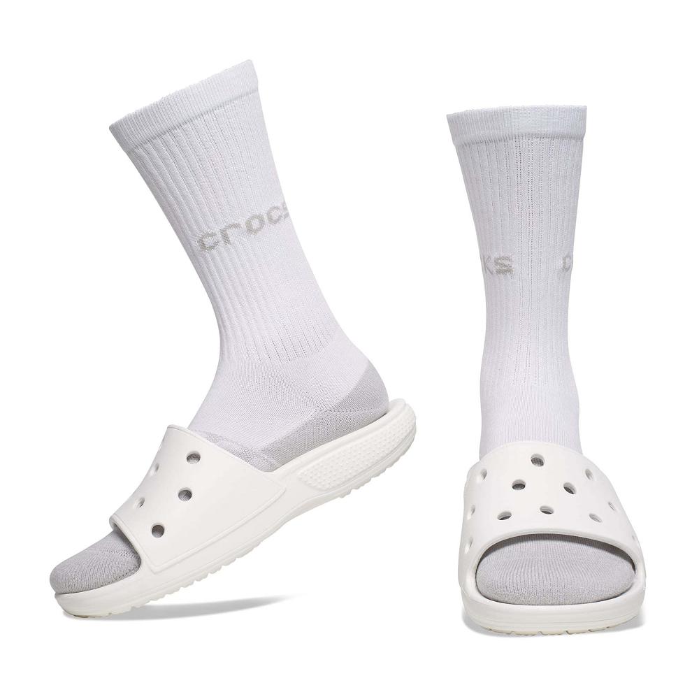 Chaussettes Crocs Adult Crew Solid 3-Pack Femme Blanche | France 1631LISH